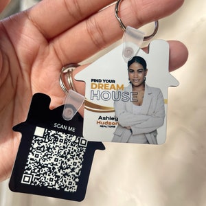 Double Sided QR Code Keychain | Realtor Closing Gift | Real Estate Housewarming Gift | Open House | QR Code Keychain | Realtor Headshot