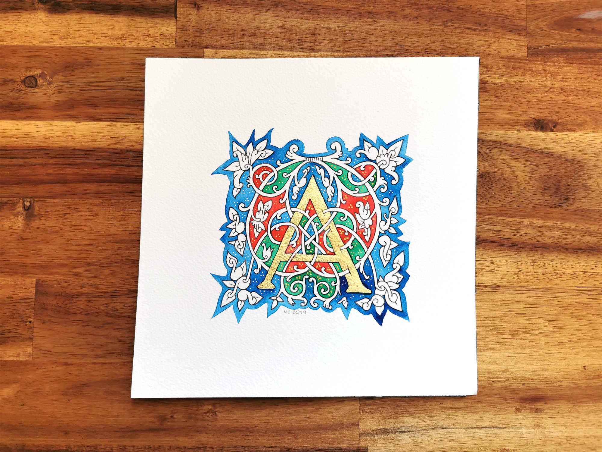 Enluminure Originale Initiale A Vigne Blanche Renaissance