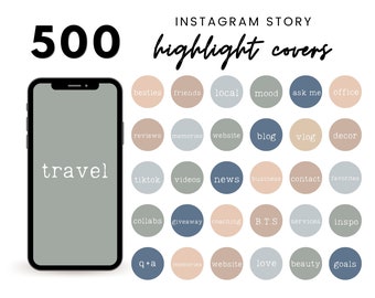 500 Typewriter Instagram Story Highlight Covers | Solid Highlight Icons in 5 Colors | 100 Words | Minimal and Neutral