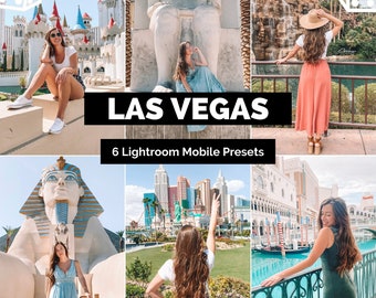6 Mobile Lightroom Presets Las Vegas, Summer, Bright & Airy Presets, Warm Travel Instagram Filter, Blogger, DNG