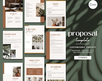 Proposal, Social Media Manager Template, Business Proposal, Client Proposal, Virtual Assistant, Pinterest, Realtor Canva, Freelance Template