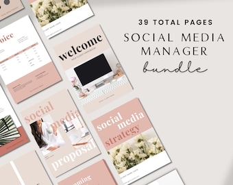 Social Media Manager Template Bundle | Social Media Manager Template Package| Invoice, Proposal, Strategy, Analytic Report, Welcome Handbook