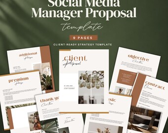 Social Media Manager Proposal Template | Editable Canva Client Proposal | 9-Page Freelance Business Template