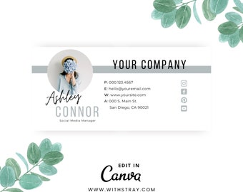 Email Signature Template, Gmail Signature, Small Business Branding, Social Media Manager, Realtor Real Estate Broker Email Signature