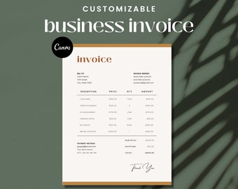 INVOICE Template | Printable Invoice | Business Form | Editable Invoice | Receipt | Canva Invoice | Instant Download | Order Form