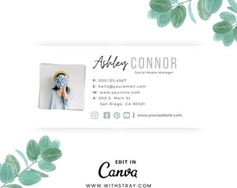 Email Signature Template, Gmail Signature, Small Business Branding, Social Media Manager, Realtor Real Estate Broker Email Signature