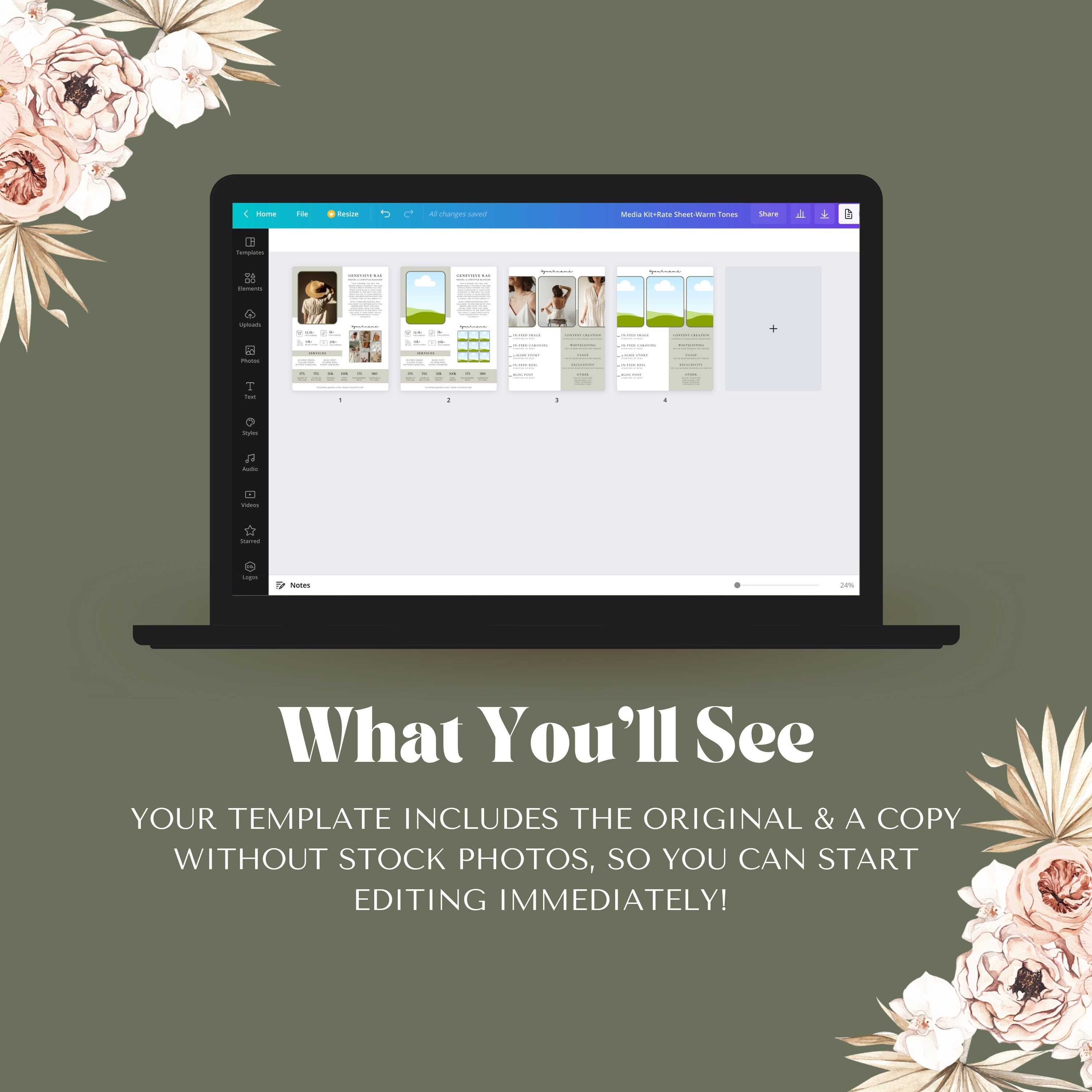 2 Page Media Kit, Rate Card Template | Influencer Media Kit | Blogger ...