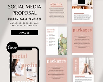 PROPOSAL Template, Business Owners, Canva Template for Social Media Managers, Freelancers, Virtual Assistants, Marketing Proposal, Instagram