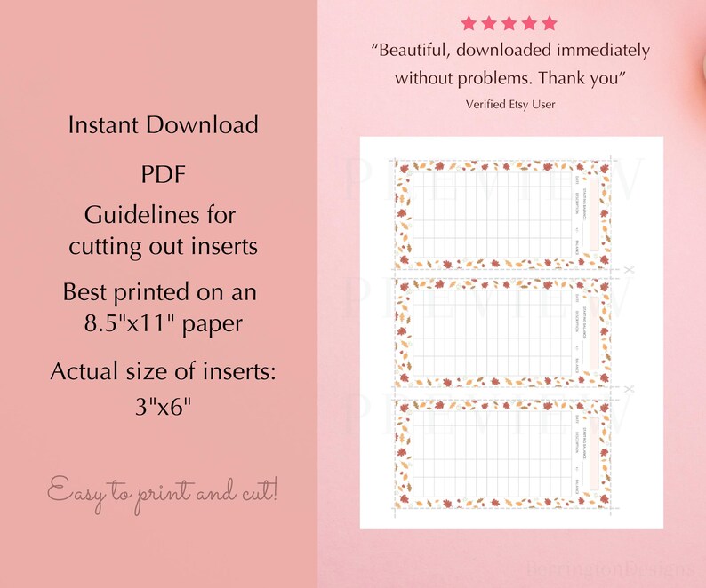 Fall Cash Envelope Tracker Insert, Printable Instant Download for ...