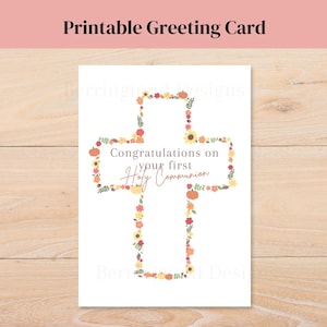 First Holy Communion Congratulations Card Printable Fall PDF
