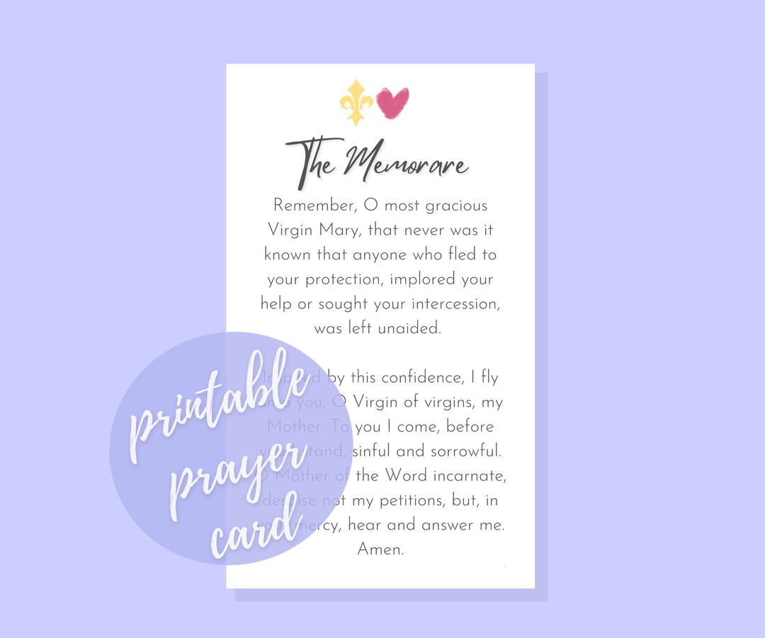 Printable Prayer Card the Memorare Blessed Virgin (Instant Download) - Etsy