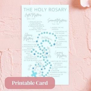 Comment prier le saint rosaire carte de prière imprimable, y compris les mystères du rosaire
