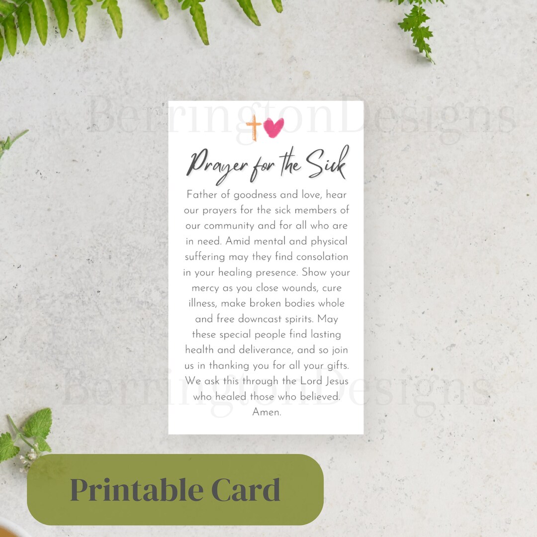 Printable Prayer for the Sick Card, Catholic Prayers, Simple and Easy ...