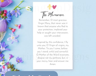 The Memorare Prayer Card Printable, Blessed Virgin Mary, Instant Download, Catholic Prayer, Wallet-sized