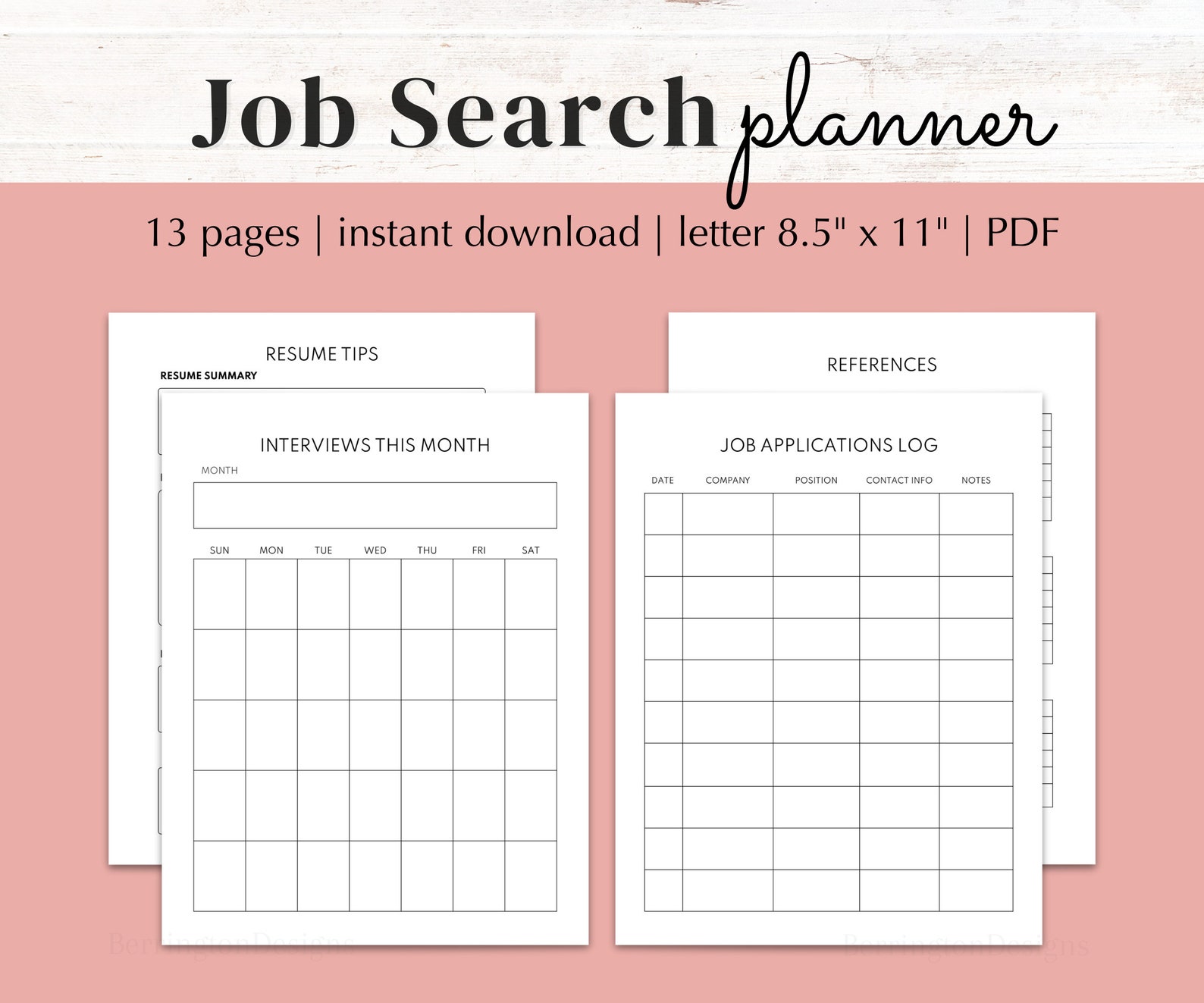 Job Search Planner, Job Search Printable, Job Search Organizer, Job ...