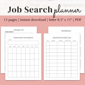 Job Search Planner: Resume, Interview & Application Tracker (PDF)