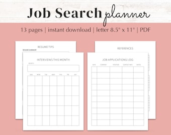 Job Search Planner: Resume, Interview & Application Tracker (PDF)