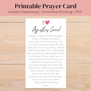 Apostles Creed Gebetskarte Printable | Einfache Geldbörse Größe katholisches Gebet | Sofort Download