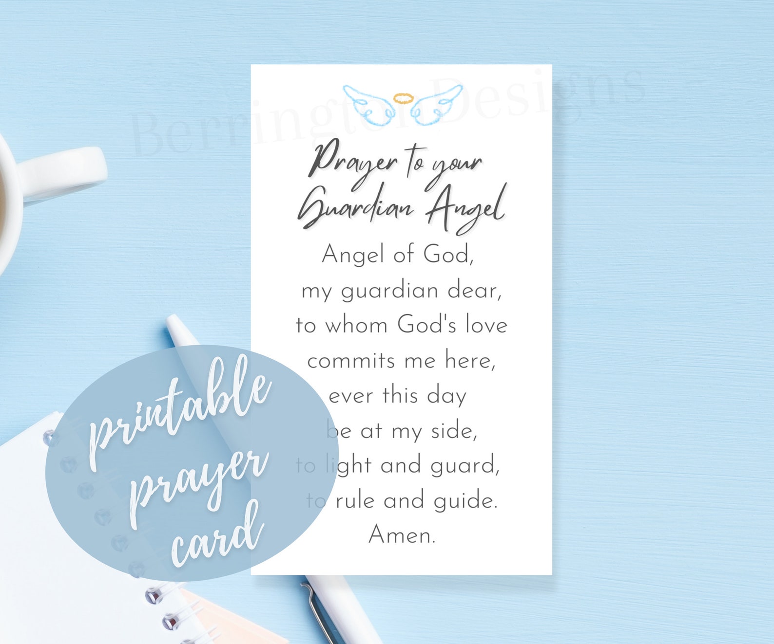 Angel of God Prayer Card, Prayer to Your Guardian Angel, Guardian Angel