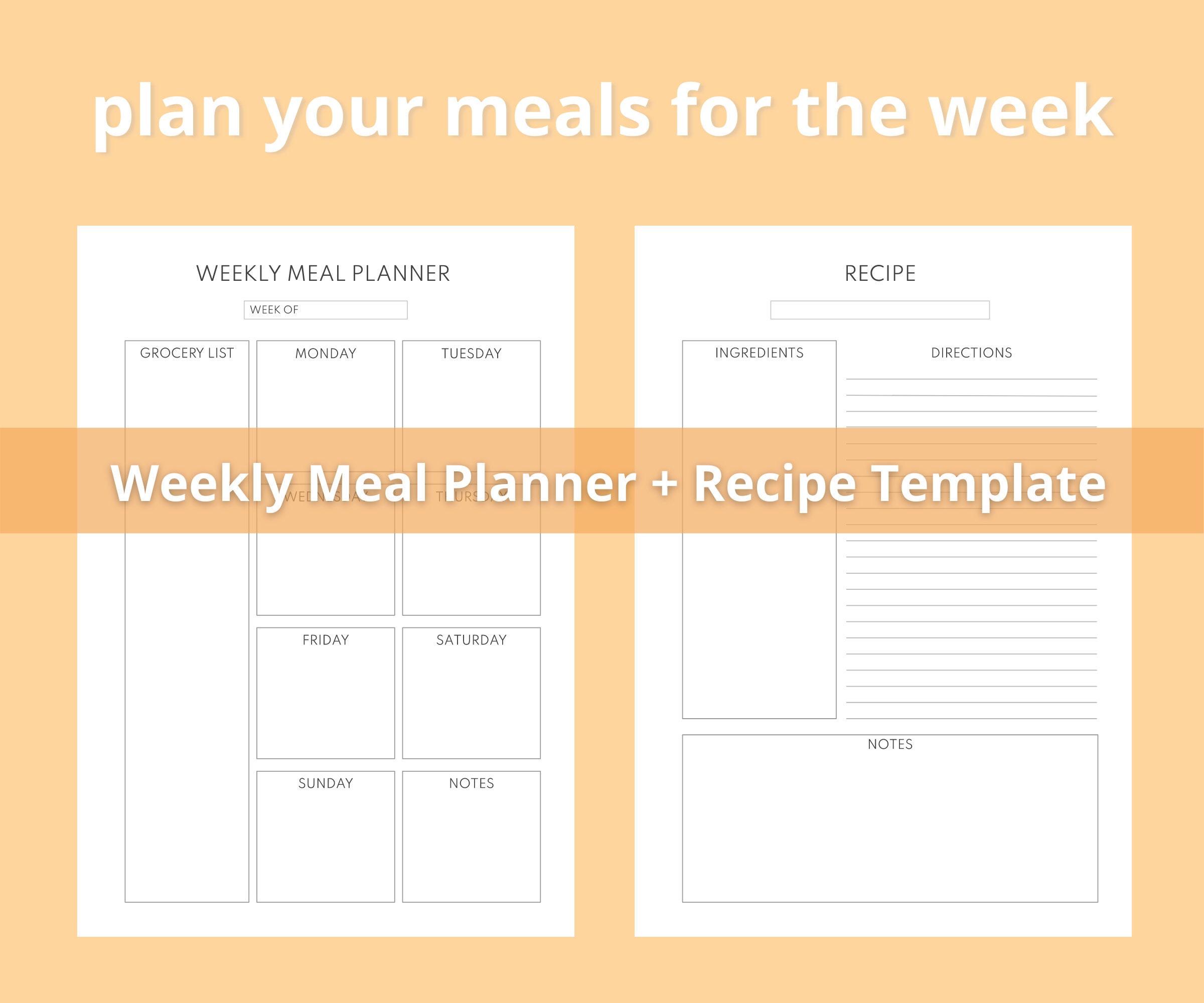 Printable Minimalist Meal Planner Grocery List Printable - Etsy