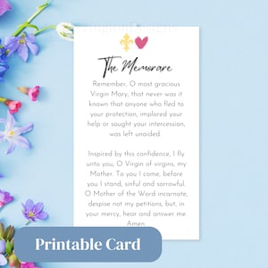 The Memorare Prayer Card Printable, Blessed Virgin Mary, Instant Download, Catholic Prayer, Wallet-sized