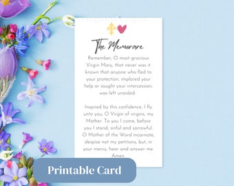 The Memorare-gebedskaart afdrukbaar, Heilige Maagd Maria, Instant Download, Katholiek gebed, Portemonnee-formaat