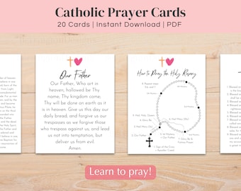 Tarjetas de oración católicas para niños / Tarjetas sencillas e imprimibles para aprender a orar en las clases de catecismo.