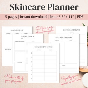 Skincare Planner Templates: Weekly, Daily Routine (Printable PDF)