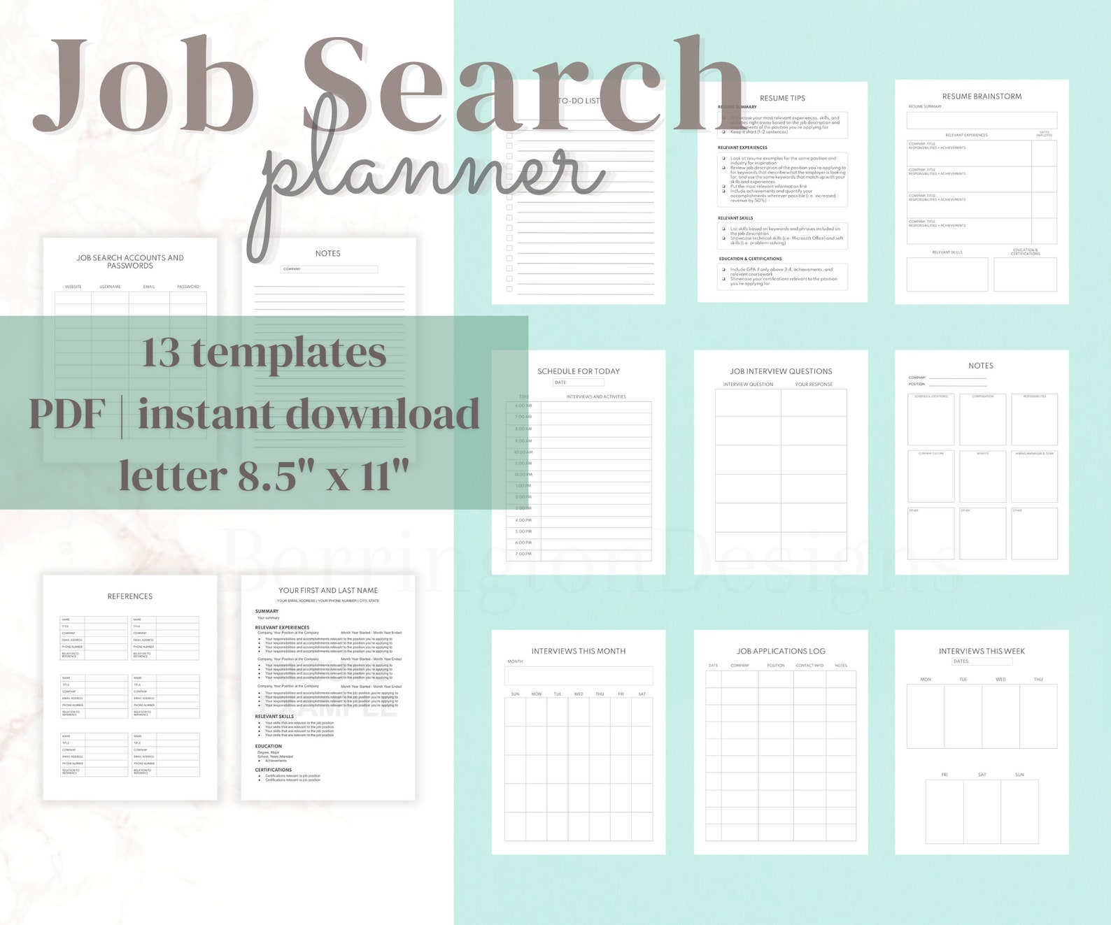 Job Search Planner Job Search Printable Job Search Etsy
