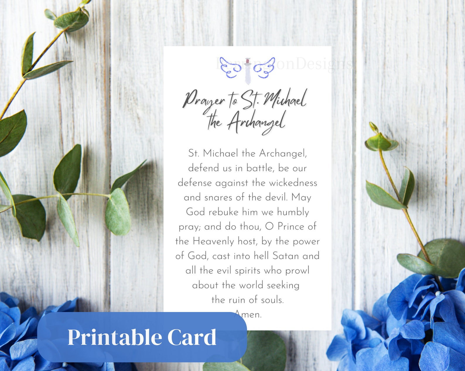 St. Michael the Archangel Prayer Card Printable | Simple Catholic Saint Prayer Card, Wallet Size ...