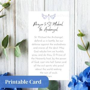Tarjeta de oración de San Miguel Arcángel imprimible / Tarjeta de oración católica simple, tamaño billetera