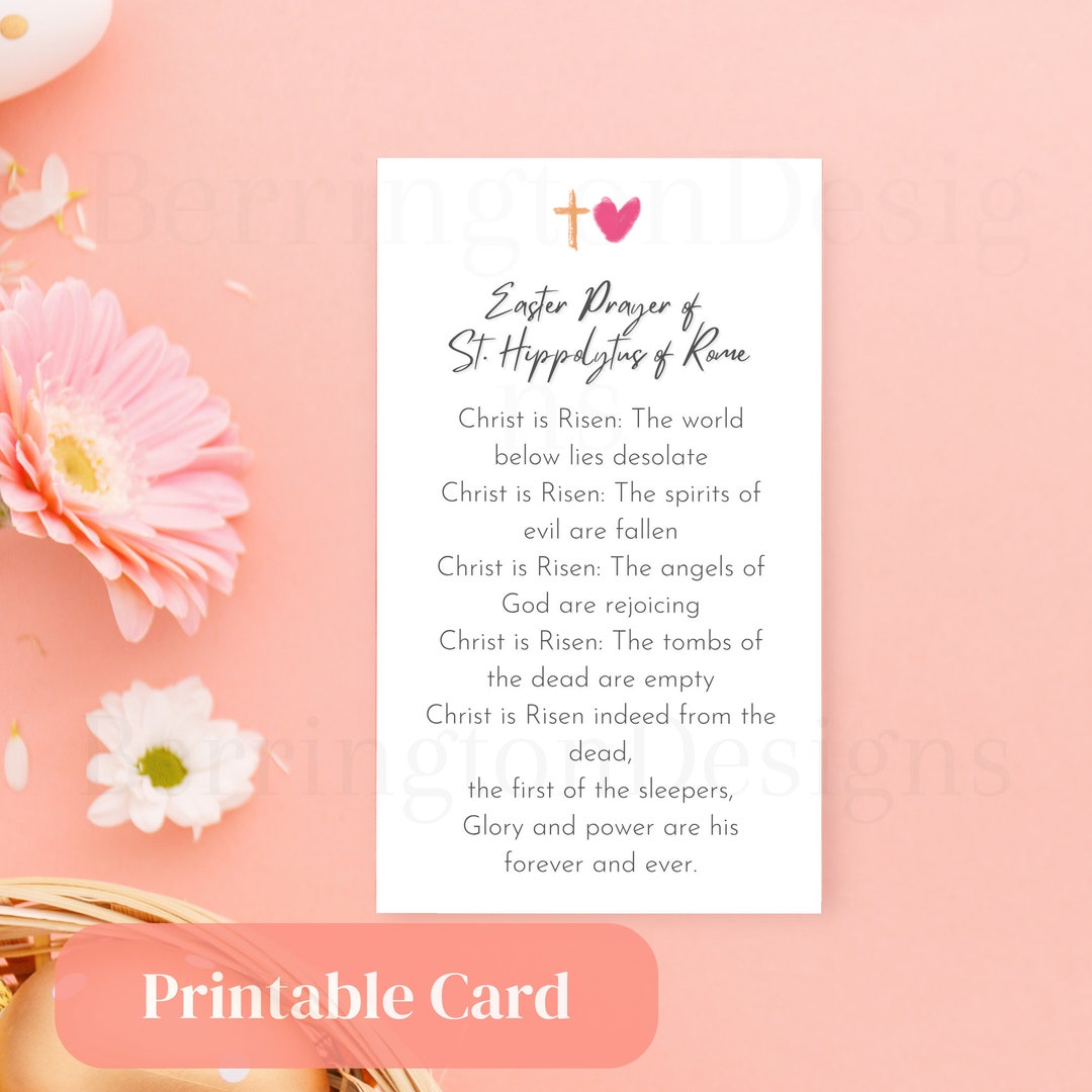 Printable Easter Prayer Card by St. Hippolytus of Rome,easter Basket