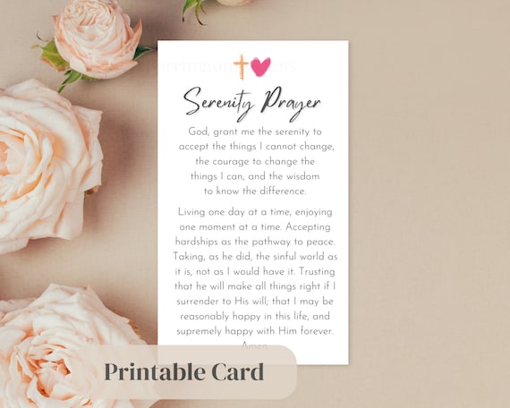 Serenity Prayer Card Serenity Prayer Card