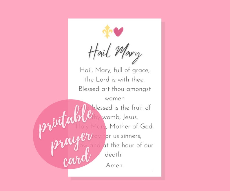 Hail Mary Prayer Printable Prayer Card Holy Mary Mother of - Etsy