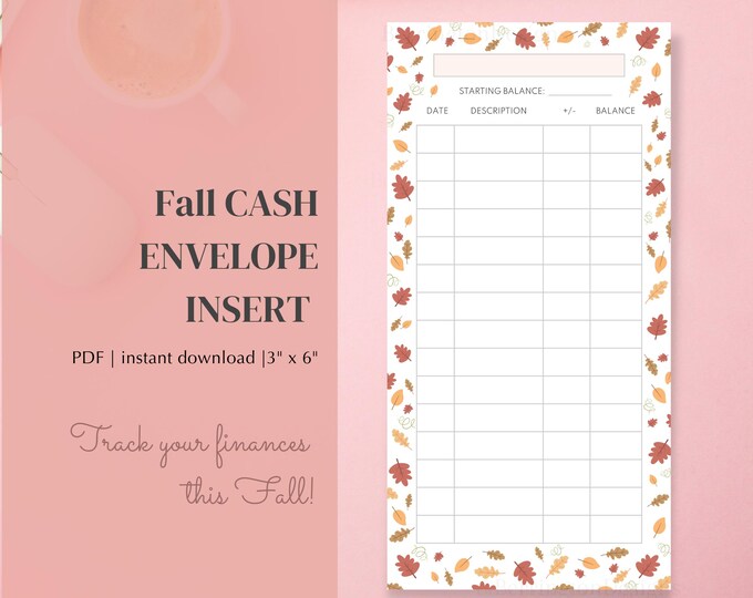 Fall Cash Envelope Tracker Insert, Printable Instant Download for ...