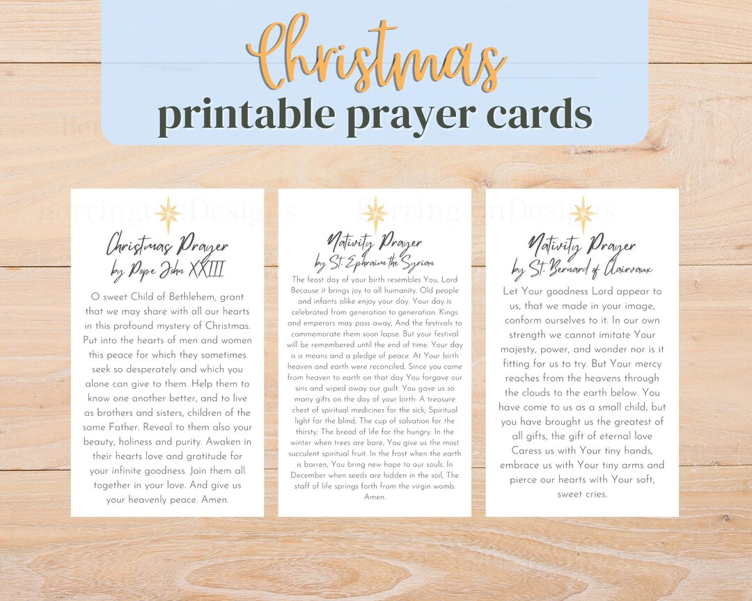 Printable Christmas Prayers by Saints, Nativity Prayer Cards | Pope ...