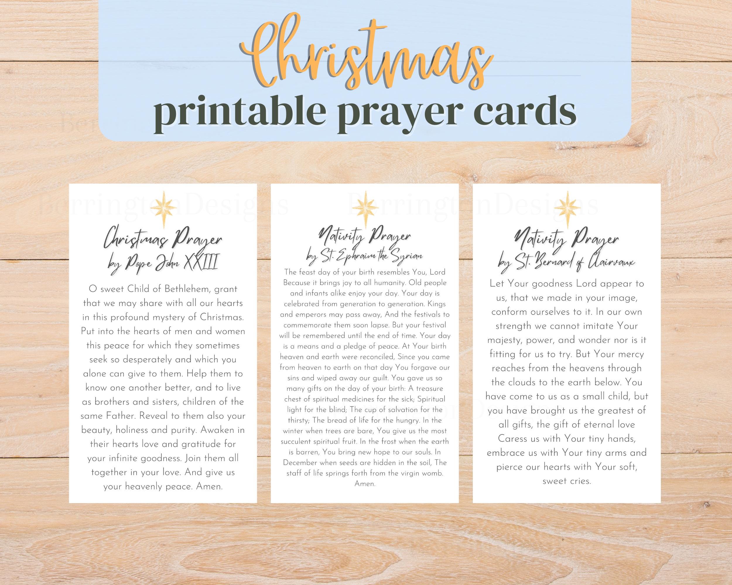 printable christmas prayerssaints, nativity prayer cards