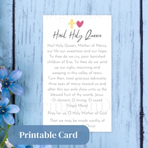 Wees gegroet Heilige Koningin, afdrukbare gebedskaart, Salve Regina, Maagd Maria, Heilige Moeder van God, Instant Download, Katholieke gebedskaart, portemonnee formaat