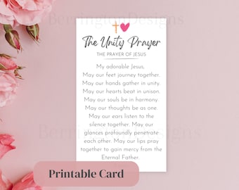 The Unity Prayer Card, The Prayer of Jesus Prayer Card | Cute Wallet Size Catholic Prayer Card Printable for Kids | Instant download