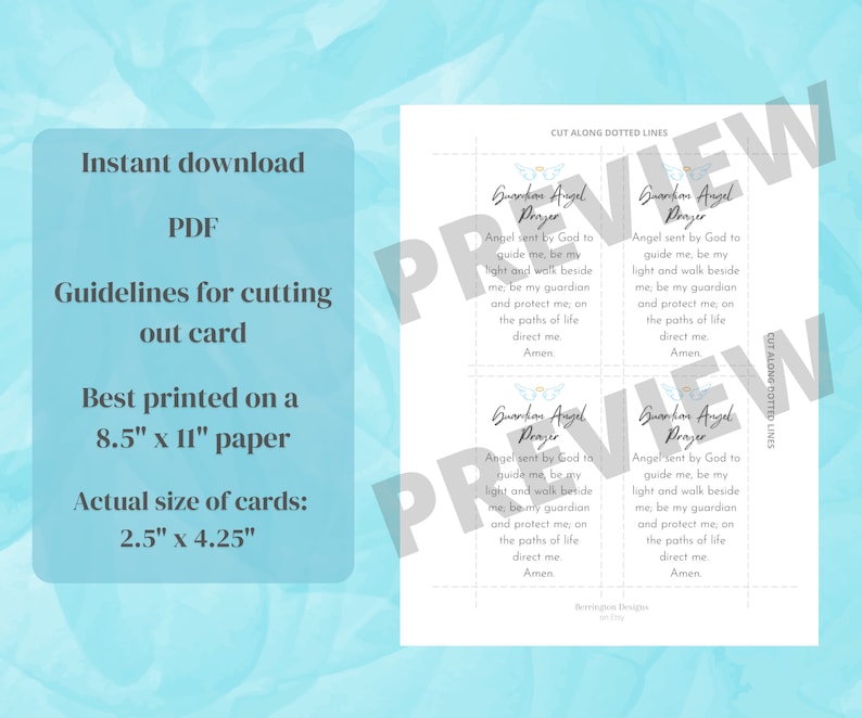 Guardian Angel Prayer Card Printable
