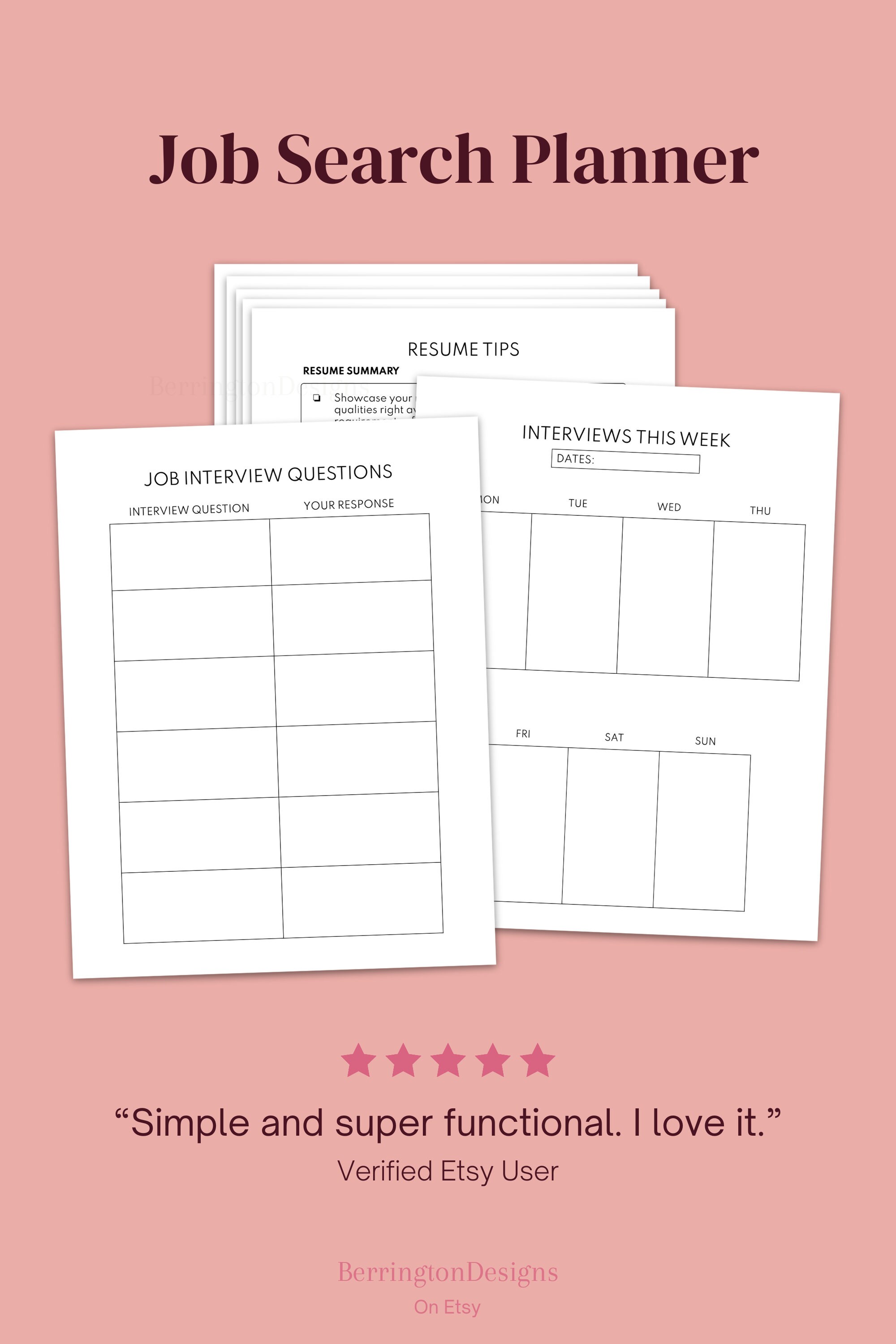 Job Search Planner, Job Search Printable, Job Search Organizer, Job ...