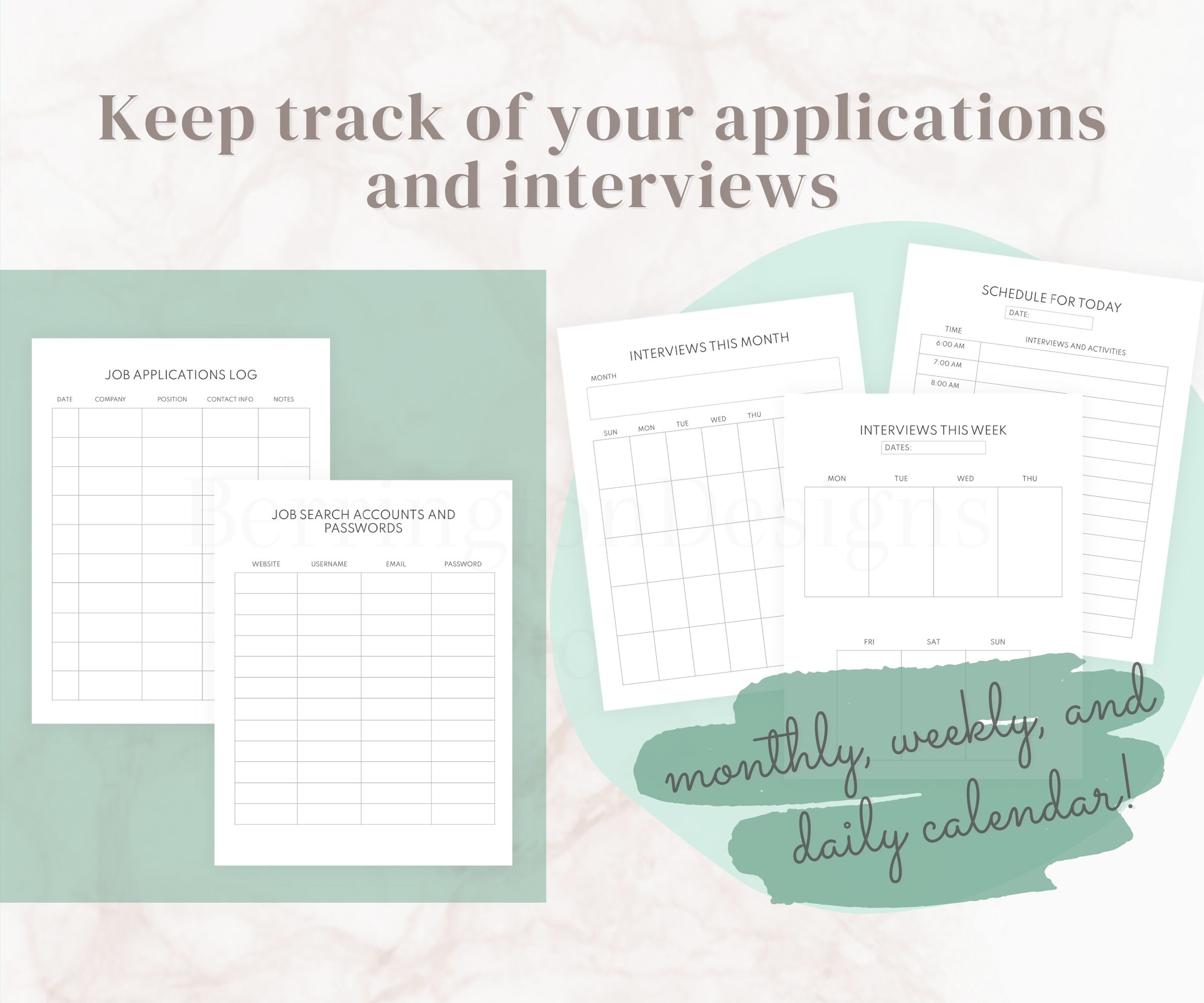 Job Search Planner Job Search Printable Job Search - Etsy
