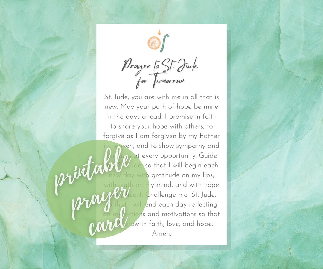 Printable Prayer Card, Prayer to St. Jude for Tomorrow, Saint Jude ...