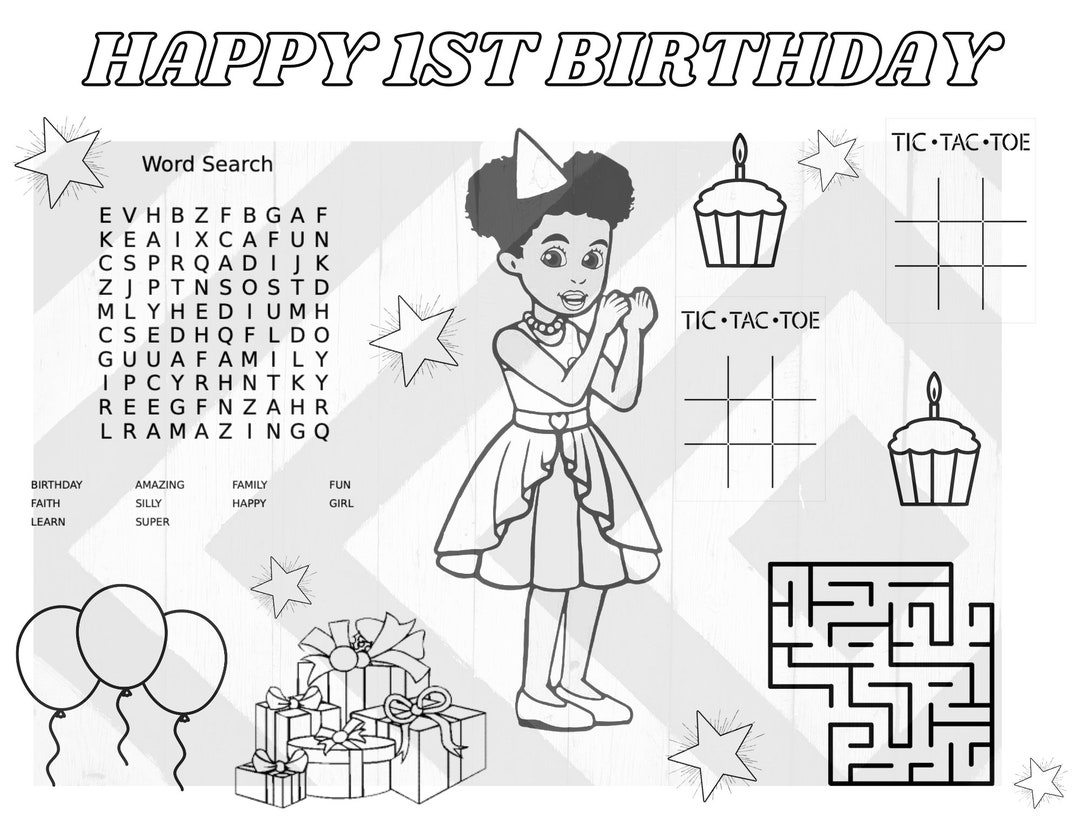 Custom Gracie's Corner Happy Birthday Activity Placemat Etsy