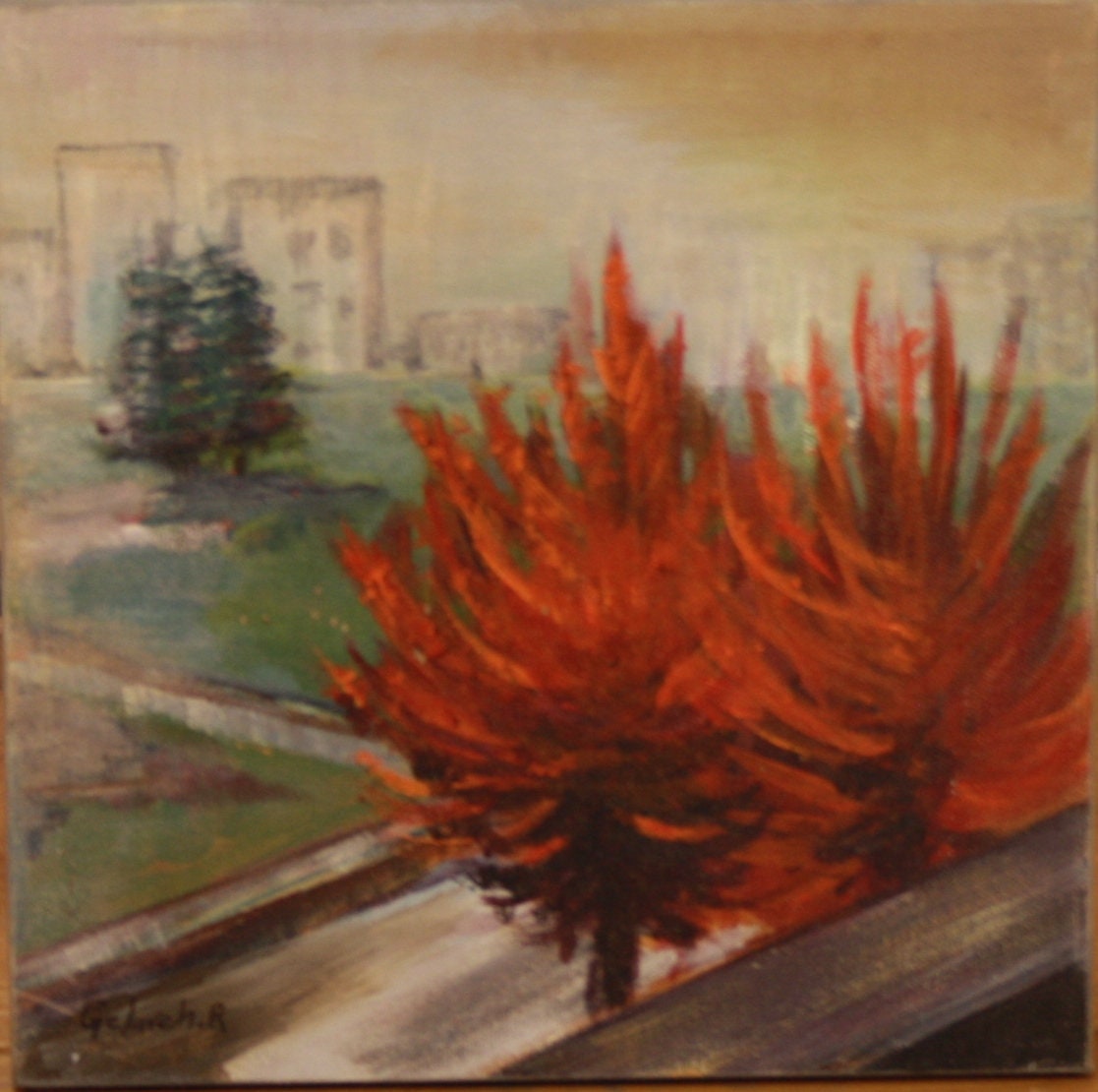 秋、オリジナルアクリル画、紅葉した木 - Etsy 日本