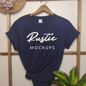 Gildan 64000 Navy T-Shirt Mockup (Digital Image)
