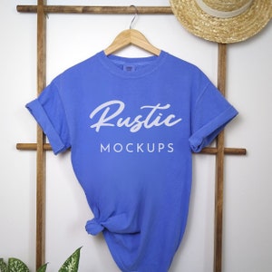 Comfort Colors Periwinkle Mockup, Comfort Colors 1717 Periwinkle Mockup, C1717 T Shirt Mockup, Hanging Mockup, Comfort Colors Mockup