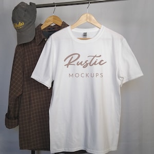 Gildan 64000 Tshirt Mockup, Gildan White Shirt Mockup, G640 Unisex Mens Womens Mockup, Gildan Shirt Mockup, Gildan White Rack Hanger Mockup