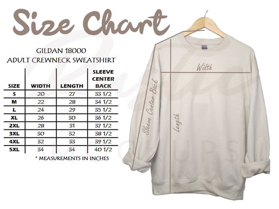 gildan 1800 size chart