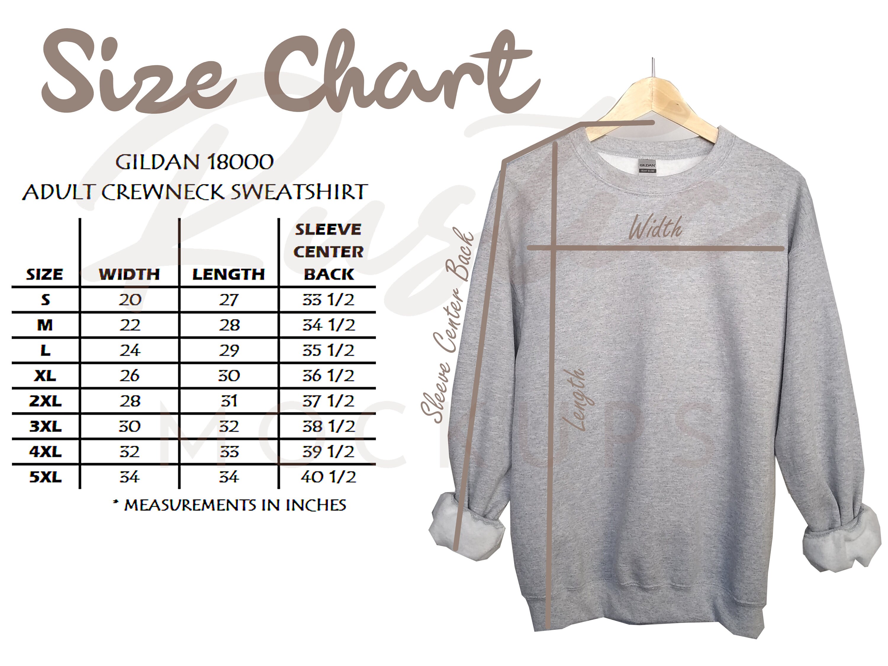 Gildan 1800 size chart hotsell